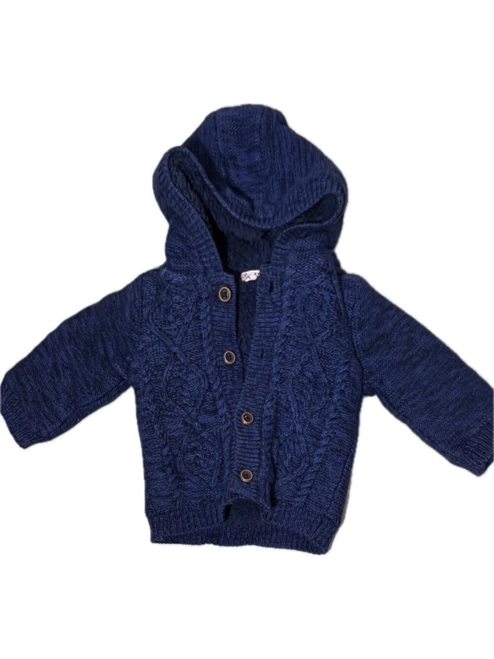 DPAM 3m baby NWOT thick navy blue cardigan sweater jacket hood cableknit French